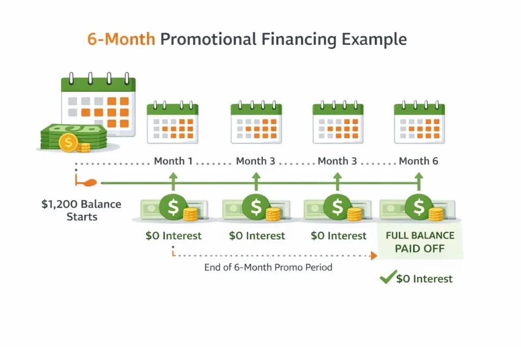Home Depot 6 month promotional financing example timeline