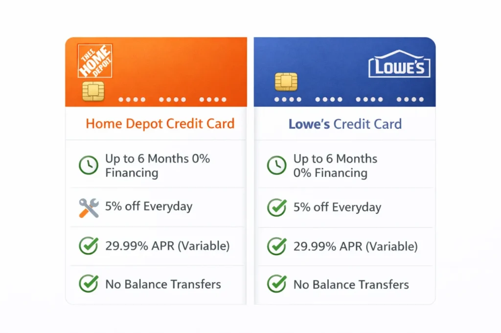 Home Depot vs Lowe’s credit card comparison infographic