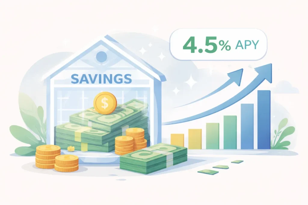 High yield savings account growth illustration 2026
