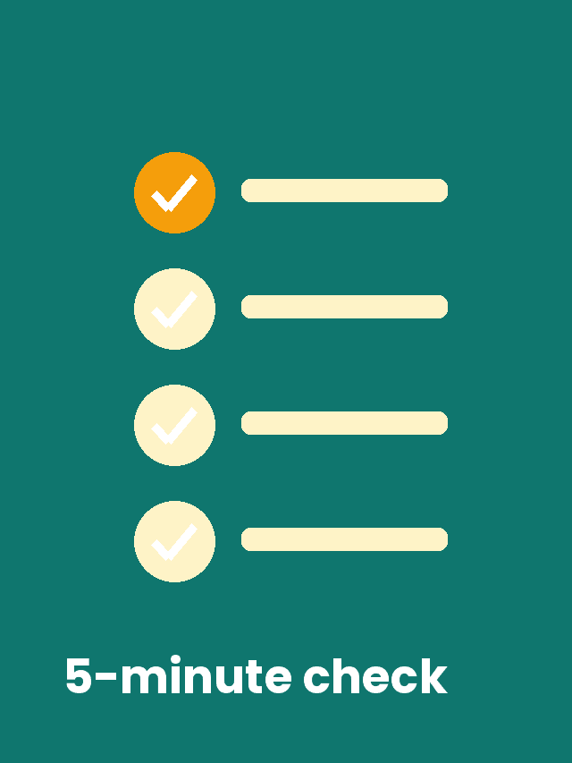Illustration of four checklist rows with check marks on a teal background, representing a quick year-end FSA review